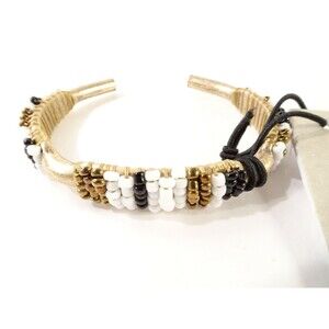 Nordstrom Treasure & Bond Women's Beaded Cuff Bracelet NWT 45 Black White